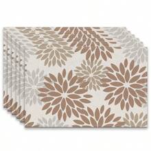 A Set Of 4/6pcs Spring And Summer Placemats Designed With Colorful Spring Flower Patterns, Woven From 100% Polyester Fiber, Machine Washable Polyester Placemats With Multiple Color Patterns To Choose From, Heat-Resistant, Stain Resistant, Waterproof, Easy To Clean, Suitable For Coffee Table Decoration, Holiday Party Decoration, Table Protection, Kitchen And Living Room Decoration