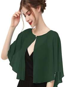1 pezzo Scialle cardigan in chiffon morbido da donna per l'estate, perfetto come stola da sposa per cerimonie serali e come mantellina parasole per accessori fotografici da donna