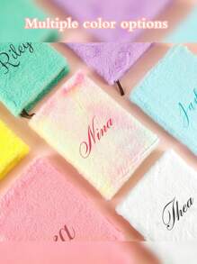Individuell gestalteter bunter Plüsch A5 Notizblock, minimalistischer flauschiger Stoff Notizblock, individuelles Plüsch Mäppchen Set, Pompon Stift Prämiengeschenke, Planer, Tagebuch, Notizbuch Set als Geschenk zur Schulanfang für Freunde, Freundinnen, Mitschüler