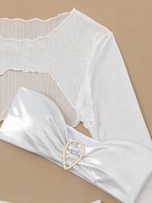 3pcs Set European & American Fashion Sexy Bandeau Bikini & Cover Up