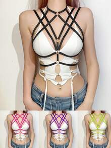 Gothic Sexy Belt With Adjustable Harness Bra Plus Size Hollow Out Lingerie Accessories Halloween Rave - Multicolor - View 1