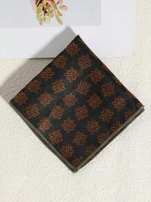 1pc Men's Casual Floral & Striped Pattern Handkerchief/Pocket Square, Suitable For Business, School, Daily Wear
