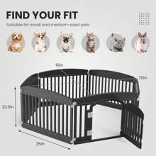 Black Foldable Pet Playpen For Dogs & Cats – Indoor/Outdoor Use, 4/6 Panels With Door, Bite-Proof & Safe Plastic, Secure Play Space For Small/Medium Pets