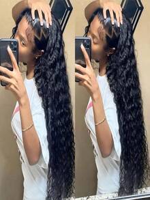 40 Inch Deep Wave 13x4 Lace Front Human Hair Wig 200% Remy Curl Full Lace Frontal Wig Human Hair For Black Women - Natural Black - Xem 3