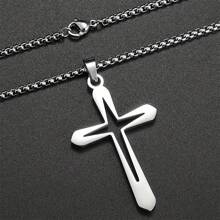 1 szt. Stal nierdzewna Hollow Cross Pendant Necklace, modny i minimalistyczny design dla mężczyzn i kobiet
