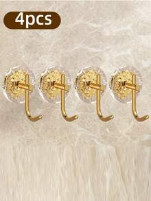 1/2/4pcs Stripes&Stone-Texture Coat Hook Gold&Sliver Color Hooks Adhesive Wall Hook Suitable For Towel Coat Keychain,Wall Hangers No Punch Hook Heavy Duty Wall Hooks For Bathroom Bedroom Kitchen Hotel Pool Chirsmas New Year Gift - Multicolor - View 17