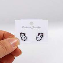 可爱狗狗耳环珐琅日常饰品耳钉礼物送给朋友时尚精致