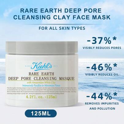 Kiehl's 4.2 Fl Oz - 125ml Deep Pore Cleansing Face Mask With Rare Earth, Deeply Purifies, Minimizes Pores