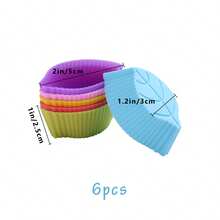 6 件装硅胶纸杯蛋糕烘焙杯多花形硅胶纸杯蛋糕模具不粘纸杯蛋糕包装纸托可重复使用松饼盘松露杯用于烘焙