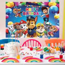Paw Patrol Authorize 1PC Paw Patrol Cartoon Theme Birthday Party Decoration Hanging Cloth Wall Decoration 210 * 150/150 * 100/100 * 75CM Colorful Balloons Banner Ryder Archie Maomao Tiantian Zhuzhu Puppy Flash Wall Decoration Theme Birthday Party Background Cloth Banner Photo Booth Photo Decoration Background Cloth Studio Live Venue Decoration Party Supplies