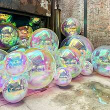 1/3/5 个 22 英寸/32 英寸/50 英寸全息 4D 效果铝箔气球，彩虹色圆形铝箔气球，适用于生日派对、单身派对、订婚派对、婚礼派对、冰雪公主主题、美人鱼海洋主题、母亲节、毕业派对装饰 - 彩色 - 查看 3