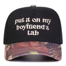 AR 1 Stück Frauen "Stell es auf meine Rechnung des Freundes" bestickte Trucker Kappe, Streetwear Mode Sonnenschutz lässige Kappe, geeignet für Frühling, Herbst, Reisen, Strandparty