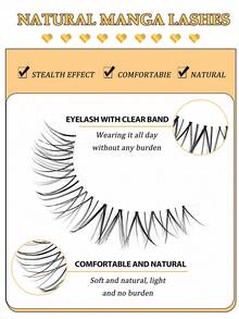Asiteo 5 Pairs Cartoon Style False Eyelashes, 1 Piece Eyelash Extensions, Transparent Natural Makeup Effect, Thick Curly Design, Suitable For Beginners, Reusable - Spiky Manga Lashes - View 3