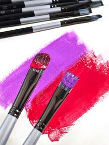 opeth 10pcs Pearlescent White Wooden Handle Nylon Hair Art Brush, Multi-Purpose Nylon Bristle Brushes Suitable For Watercolor, Gouache, Acrylic, Oil Painting,Back To School,School Supplies