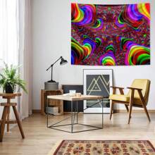 1pc Wavy Pattern Tapestry, Abstract Art Style Wall Decor For Living Room, Bedroom, Modern Art Space, Home Decor Wall Hanging, Visual Art Theme, Suitable For All Seasons, Made Of Polyester With 3 Wall Nails And 2 Clips Included