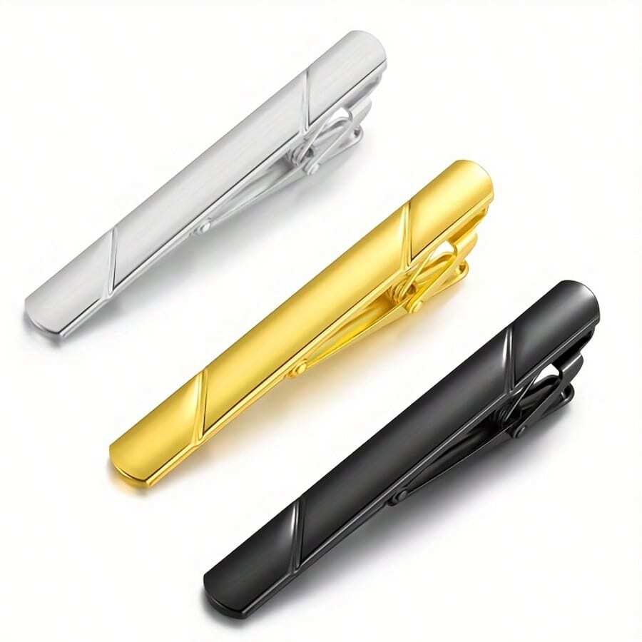 1 件男士领带夹，银色/金色/黑色，商务正装配饰，休闲时尚新郎婚礼用品，纯色 - 彩色 - 查看 1