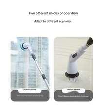 1pc Wireless Electric Rotating Cleaning Brush - USB Rechargeable, 5/8-9pcs Replaceable Brush Heads, Detachable Telescopic Handle, Suitable For Kitchen/Living Room/Bathroom Cleaning, Li-Ion Battery Powered, All-In-One Household Cleaning Tool - Multicolor - View 7
