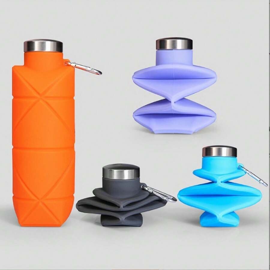 1 pieza de botella de agua plegable de gran capacidad de 700ML, botella de agua portátil de silicona creativa para exteriores, botella de agua deportiva, botella de agua plegable con forma de diamante, apta para viajar, deportes, picnics y uso escolar
