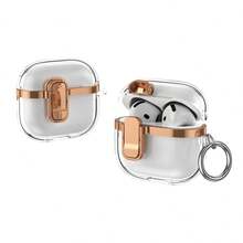 Military Industry Anti-Fall Minimalist Solid Color Electroplated Lock Clear Earphone Case Compatible With AirPods 4, Pro 2nd Gen, Pro 3rd Gen, 1/2, Anti-Drop, Various Colors For Men And Women - Multicolor - View 21