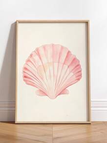 1 pieza, Cuadro colgante de lienzo, enmarcado, Arte de pared, Pósteres, Impresión de concha color rosa pastel, Decoración de habitación de playa, Póster de surf oceánico, Casa de playa, Chica de coco universitaria, Decoración de dormitorio elegante, Decoración de habitación, Arte rosa, Decoración del hogar