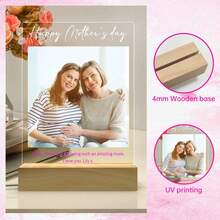 Personalized LED Name Sign Mother's Day Gift Engraved /UV Print Night Light Custom Stand Light Up Sign Wood Table Night Lamp Wedding Birthday - Festival Night Light 1 - View 6