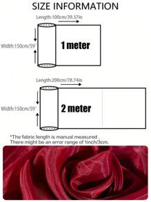 1pc Burgundy Semi-Transparent Organza Fabric, Silky Shiny Stiff Tulle For Wedding Dress DIY, Garment Sewing Crafts, Wedding Decor