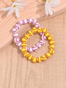 2pcs Minimalist Sports Style Beaded Bracelets Set, Fashionable Niche Design Elastic Bracelet Suitable For Daily Wear, Unisex - Bracelet Set - View 1