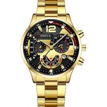 Set de 5 relojes de pulsera de acero con correa para hombre, relojes de cuarzo con indicador luminoso para deporte