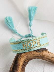 1pc Men's Simple Versatile Fashion Niche Letter Embroidery Braided Bracelet - Multicolor - View 13