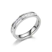 1 chiếc nhẫn bầu trời đầy sao bằng thép không gỉ Cubic Zirconia, thời trang mới giản dị đa năng phù hợp cho nam và nữ, hàng ngày, đám cưới, tiệc tùng, nhẫn đôi - Bạc - Xem 8