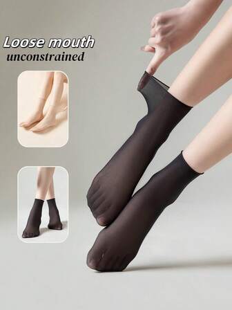 3 pares de medias transparentes para mujer de dedo abierto, calcetines ligeros y casuales de tobillo corto en colores negro y albaricoque