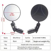 1pc/2pcs HD Wide-Angle Bike Rearview Mirror - 360° Rotatable Handlebar End Mirrors For Mountain & Road Cycling