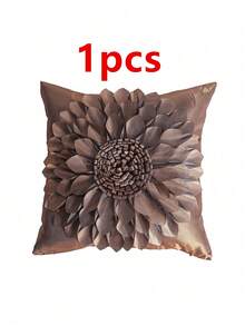 1/2 chiếc vỏ gối trang trí hình hoa cúc 3D màu nâu cà phê, chất liệu vải satin polyester, kiểu dáng hiện đại, trang trí phòng khách, phòng ngủ, ghế sofa, phong cách đồng quê mùa xuân/hè, sân hiên ngoài trời, sân vườn, trang trí nhà cửa, điểm nhấn hoa cho tiệc cưới, sinh nhật, phù hợp cho mọi mùa, không bao gồm ruột gối, kích thước 45*45cm. - Cà phê nâu - Xem 14