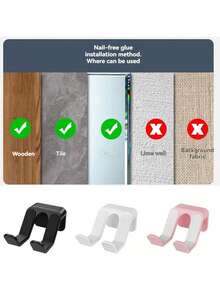 1pc Universal Headphone/Controller Holder Hanger Stand, Wall Mounted Earphone Display Rack For Home Office Dormitory, Back To School - Multicolor - View 9