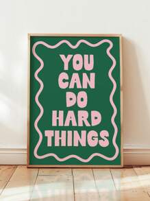 1pc, Canvas Hanging, Framed, Wall Arts, Posters, You Can Do Hard Things Art Print, Pink And Green Poster, Daily Reminder Affirmation Poster, Girly Bedroom Art, Dorm Decor, Home Office Decor, Room Decor