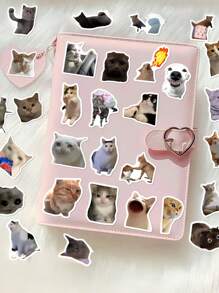 202/404 Pcs Cute Cat Meme Stickers Creative DIY Funny Stickers For Scrapbooking, Diary, Phone Case, Fridge, Waterproof, No Battery, No Feather, Suitable For Notebook, Scrapbook, DIY Crafts, Laptop, Phone Case