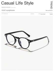 1pc Women's Light Round Full-Rim Flat Glasses In Bohemian Style, Stylish For Outfits, Suitable For Spring, Great Gift