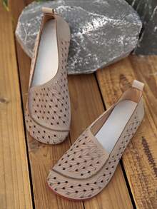 Giày Sandal Thoáng Khí Khoét Hở Mùa Hè Mới Cho Nữ, Giày Đế Bằng Chống Trượt Nhẹ Phong Cách Retro - Xám - Xem 4