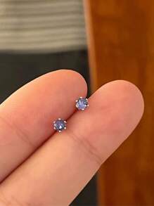 6pcs/Set Stylish Purple Geometric Unicorn, Starry Diamond, Heart & Moon Stud Earrings Set