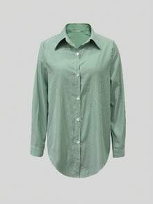 Women's Striped Casual Stylish Blouse, Suitable For Summer - Green - View 4
