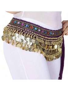 Outfits Belly Dance Glitter Sequins Tassel Skirts, Fashionable Dancing Waist Belt Skirts For Bellydance - Multicolor - View 9