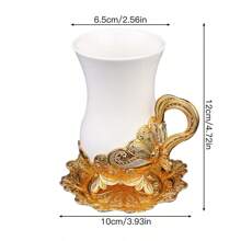 1pc Metal & Glass Design Coffee Cup, Daily Water Drinking Glass, Suitable For Office And Home Use, Exquisite Holiday Gift Back To School