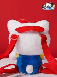Sanrio 1PC Hello Kitty Furry Backpack, Adjustable Shoulder Straps, Exquisite Embroidery, Cartoon Characters, Red Cute And Fashionable Y2K Style, Can Be Used As A Good Choice For Friends To Give Gifts, Back To School Season Gifts, Travel Accessories, Beach Bag, Summer Travel Essentials, Carry On Travel Bag