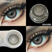FUNSACHY[0~-8.00]Myopia Contact Lenses Color Brown/Blue/Gray Eye Contacts With Degree Prescription Lenses Grade 14.5mm Big Eyes Natural Lens Halloween Costume Cosplay - HAWAII-gRAY - View 4