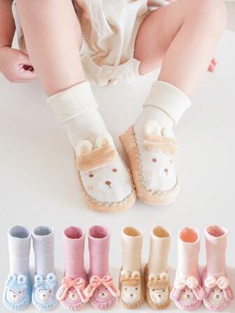 1 Pair Infant Baby Cartoon Anti-Slip Soft Bottom Indoor Floor Socks/Shoes, Suitable For 0-2 Years Old, Spring/Autumn