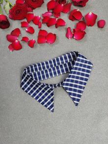 1pc Men's Elegant Embroidery Dual-Color Plaid Polyester Fashion Collar, Versatile For All Seasons - Multicolor - View 6