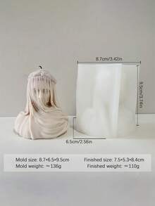 1 件面纱形硅胶蜡烛模具，可用于制作香薰蜡烛、石膏装饰、树脂工艺品、婚礼礼品、展览道具、家居装饰。采用耐热材料，质地细腻，无锋利边缘