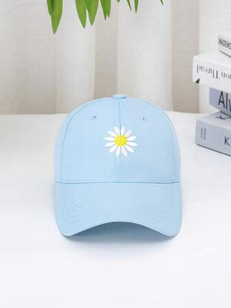 1pc 3-12 Years Kid's Baseball Cap, Spring & Autumn Fashion Unisex Child Sun Ion Hat, Embroidered Floral, Versatile & Suitable For Indoor And Outdoor Use