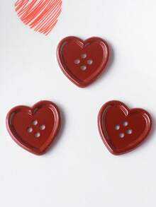10pcs Plaid Heart Shaped Button Decoration Accessories Hair Clips Phone Cases Clothing Sewing Craft DIY Materials
