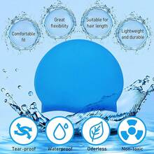 1 件男女通用成人纯色硅胶泳帽 - （蓝色、黑色、白色、黄色、粉色、红色、灰色）防水、防滑、高弹性耳部保护、耐用且灵活的材料，适用于游泳池或海滩水上运动、时尚舒适的泳帽、沙滩必需品、沙滩配件、泳池浮球 - 彩色 - 查看 9